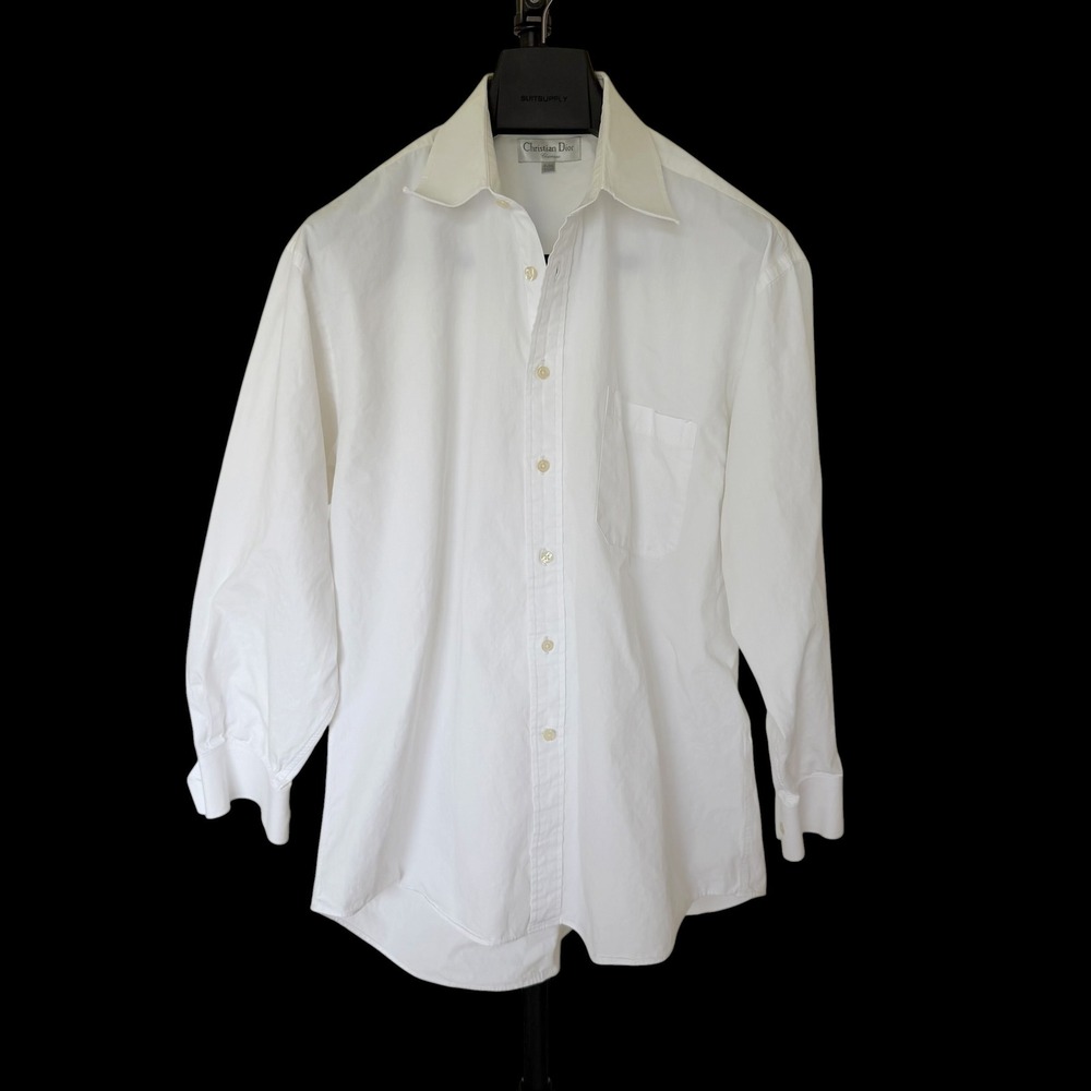 80's Christian Dior Chemise White Cotton Button Down Shirt 16.5 32/33